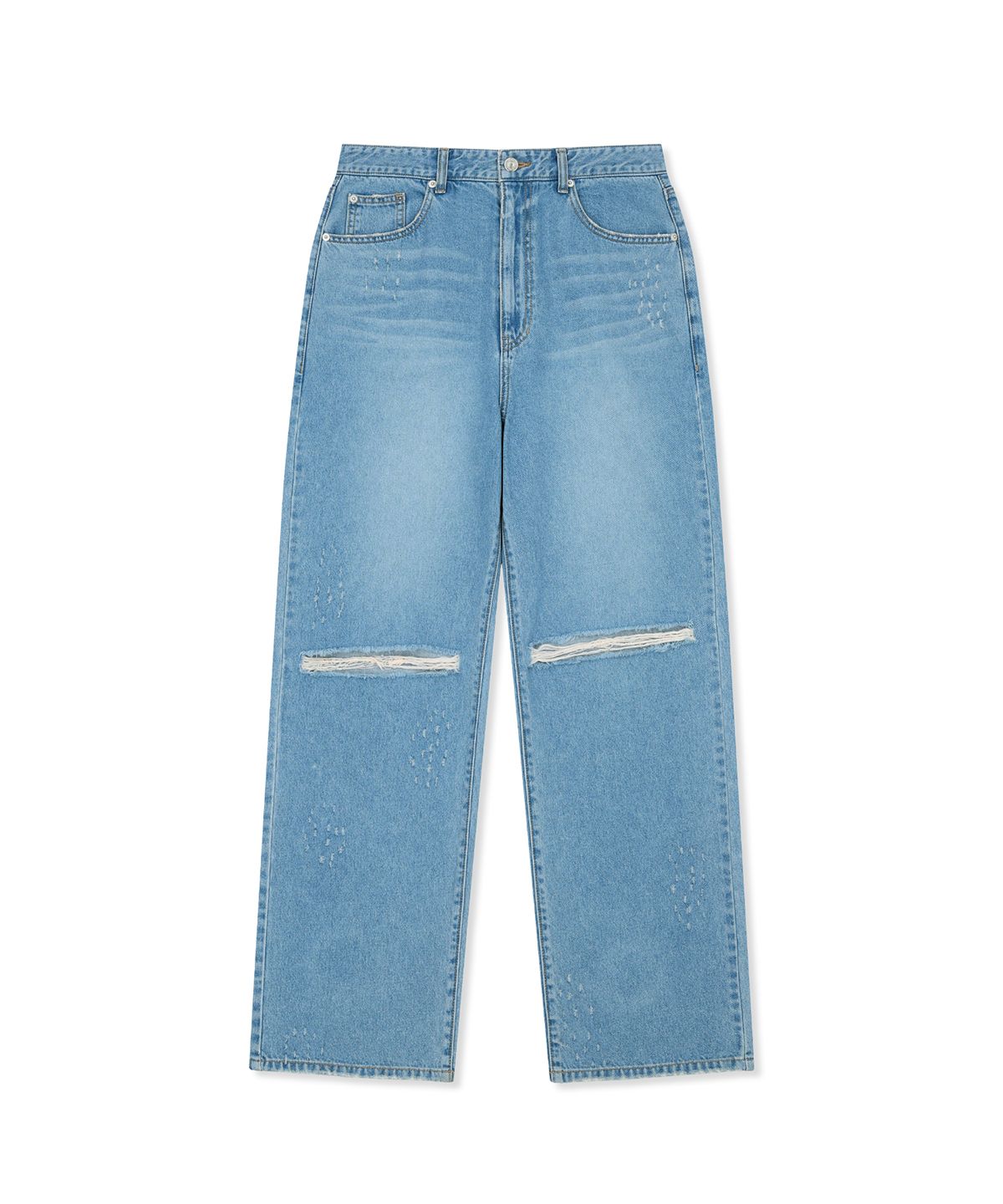 마뗑킴(MATIN KIM) DISTRESSED DENIM PANTS FOR MEN IN BLUE