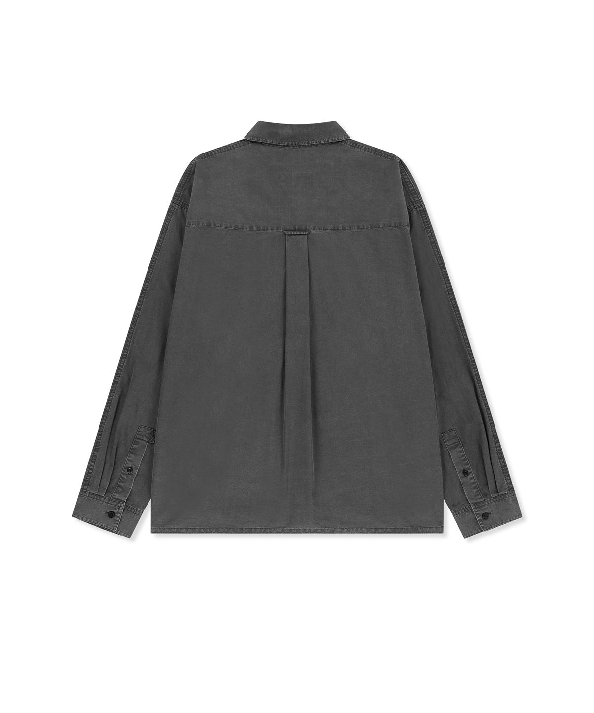 마뗑킴(MATIN KIM) WASHED COTTON DRAWSTRING SHIRT IN CHARCOAL