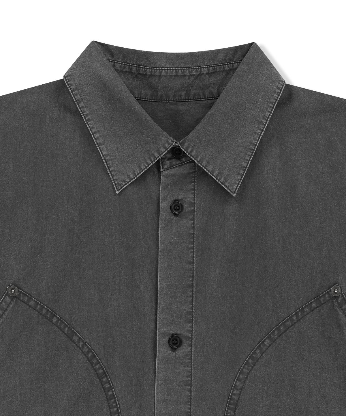 마뗑킴(MATIN KIM) WASHED COTTON DRAWSTRING SHIRT IN CHARCOAL