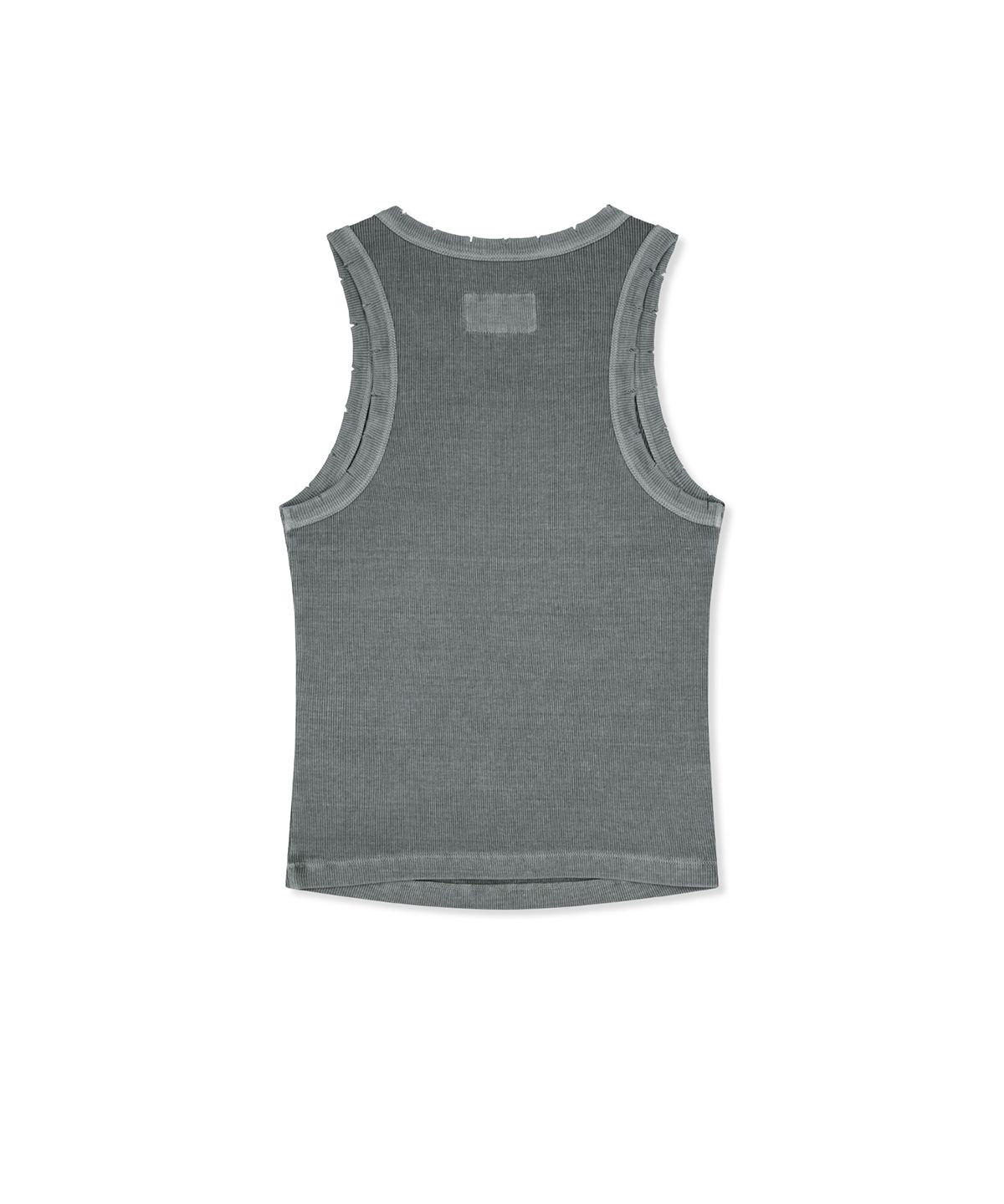마뗑킴(MATIN KIM) DISTRESSED SLEEVELESS LOGO TOP IN LIGHT GREY