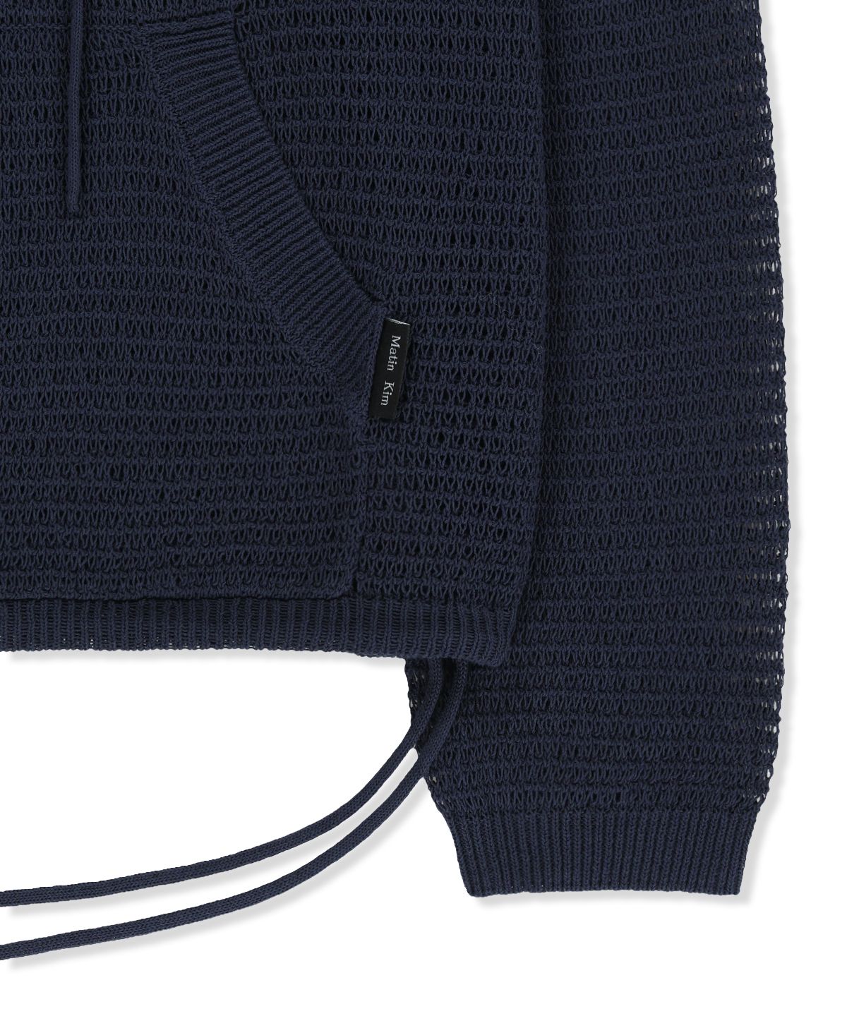 마뗑킴(MATIN KIM) OVERSIZED MESH KNIT HOODIE IN NAVY