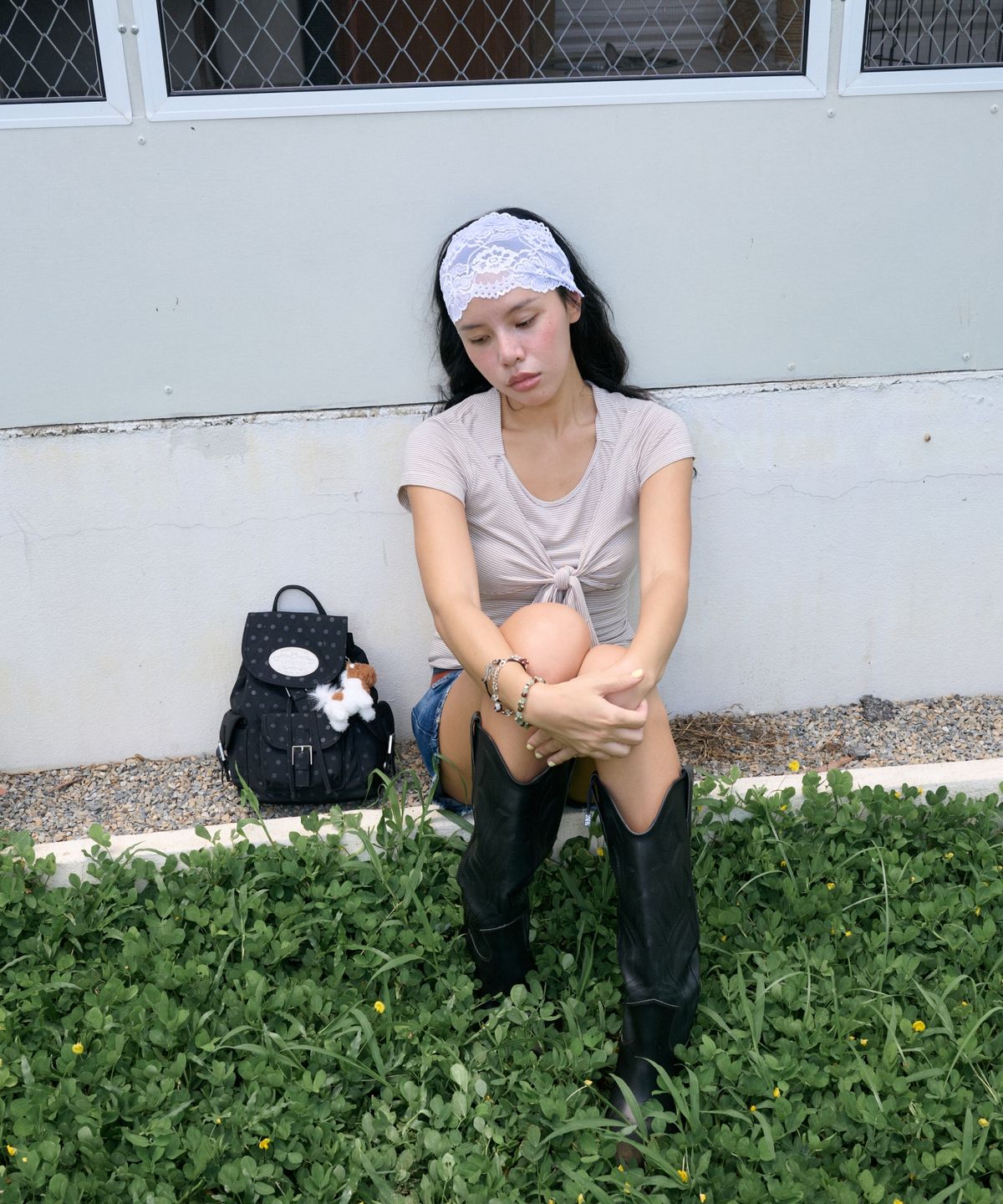 라츠유(LOTSYOU) LOTSYOU_Dot Dot Chubby Backpack BLACK