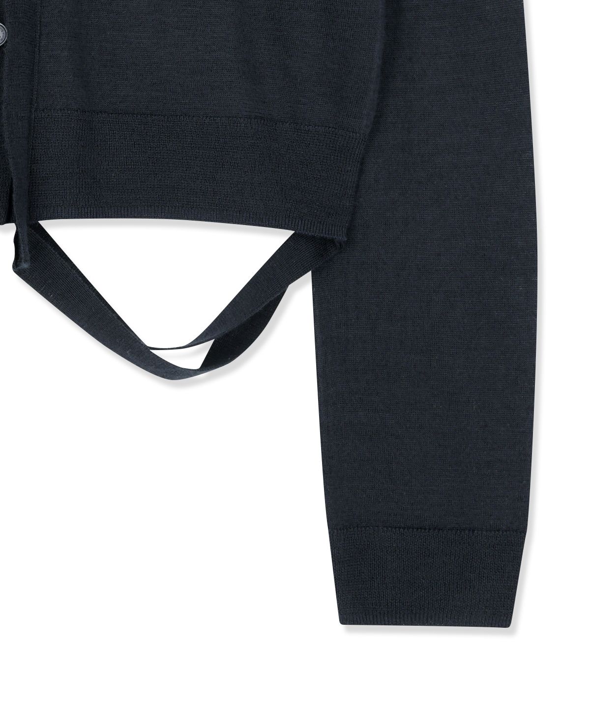 마뗑킴(MATIN KIM) STRING DETAIL KNIT CARDIGAN IN DARK NAVY