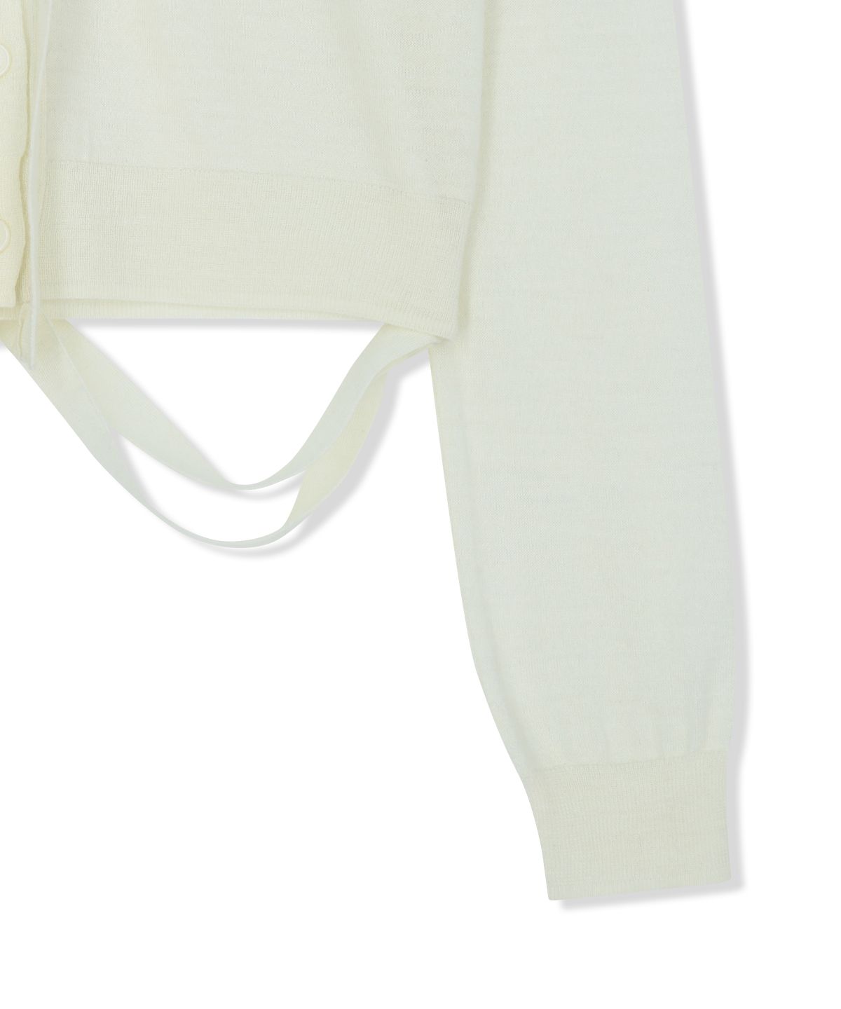 마뗑킴(MATIN KIM) STRING DETAIL KNIT CARDIGAN IN CREAM