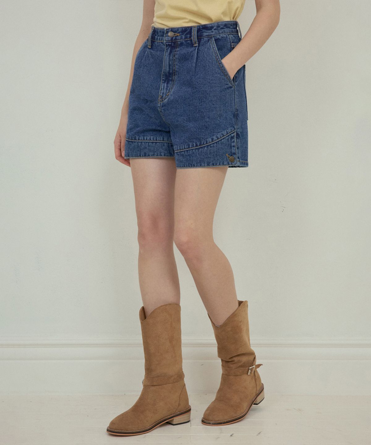 아우어노스텔지아(OURNOSTALGIA) Work denim shorts_Deep blue(O25-PT05)