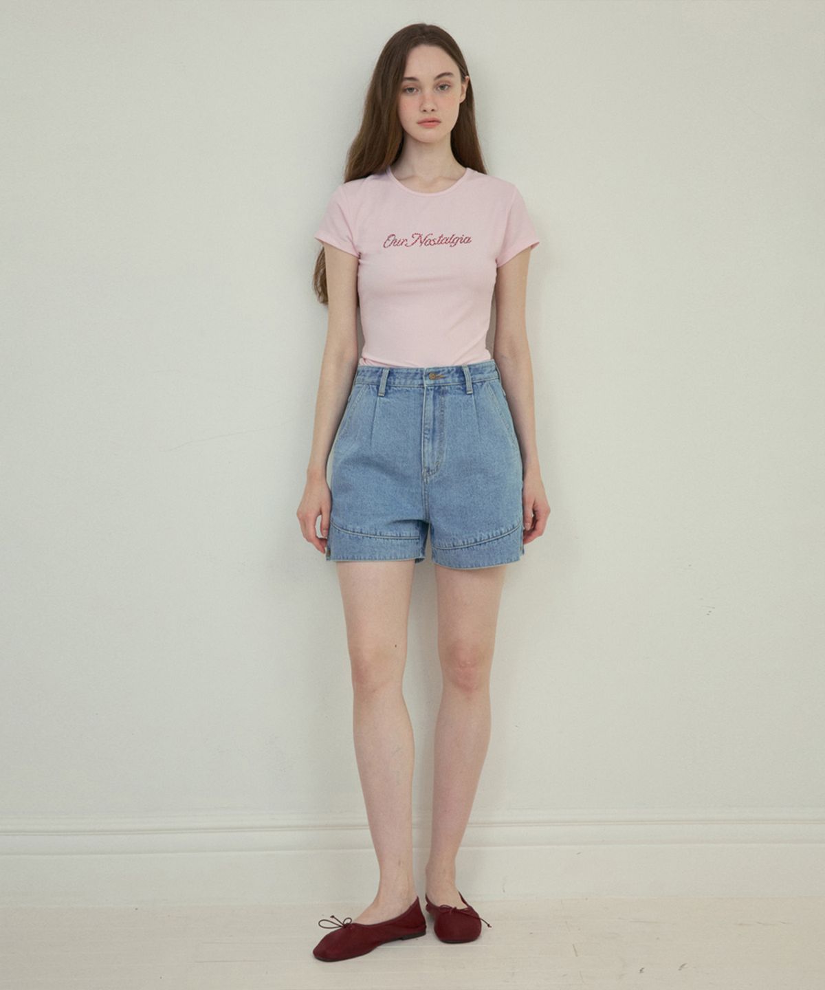 아우어노스텔지아(OURNOSTALGIA) Work denim shorts_Light blue(O25-PT05)
