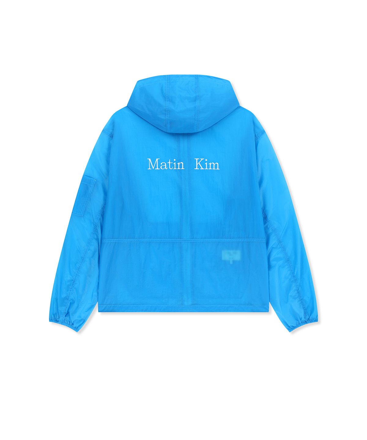 마뗑킴(MATIN KIM) BACK LOGO HOODY WINDBREAKER FOR MEN IN BLUE