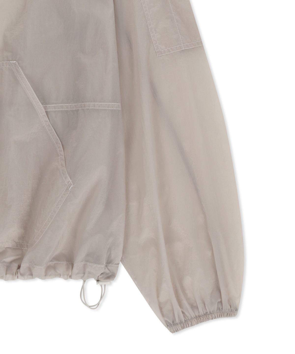 마뗑킴(MATIN KIM) BACK LOGO HOODY WINDBREAKER FOR MEN IN LIGHT GREY