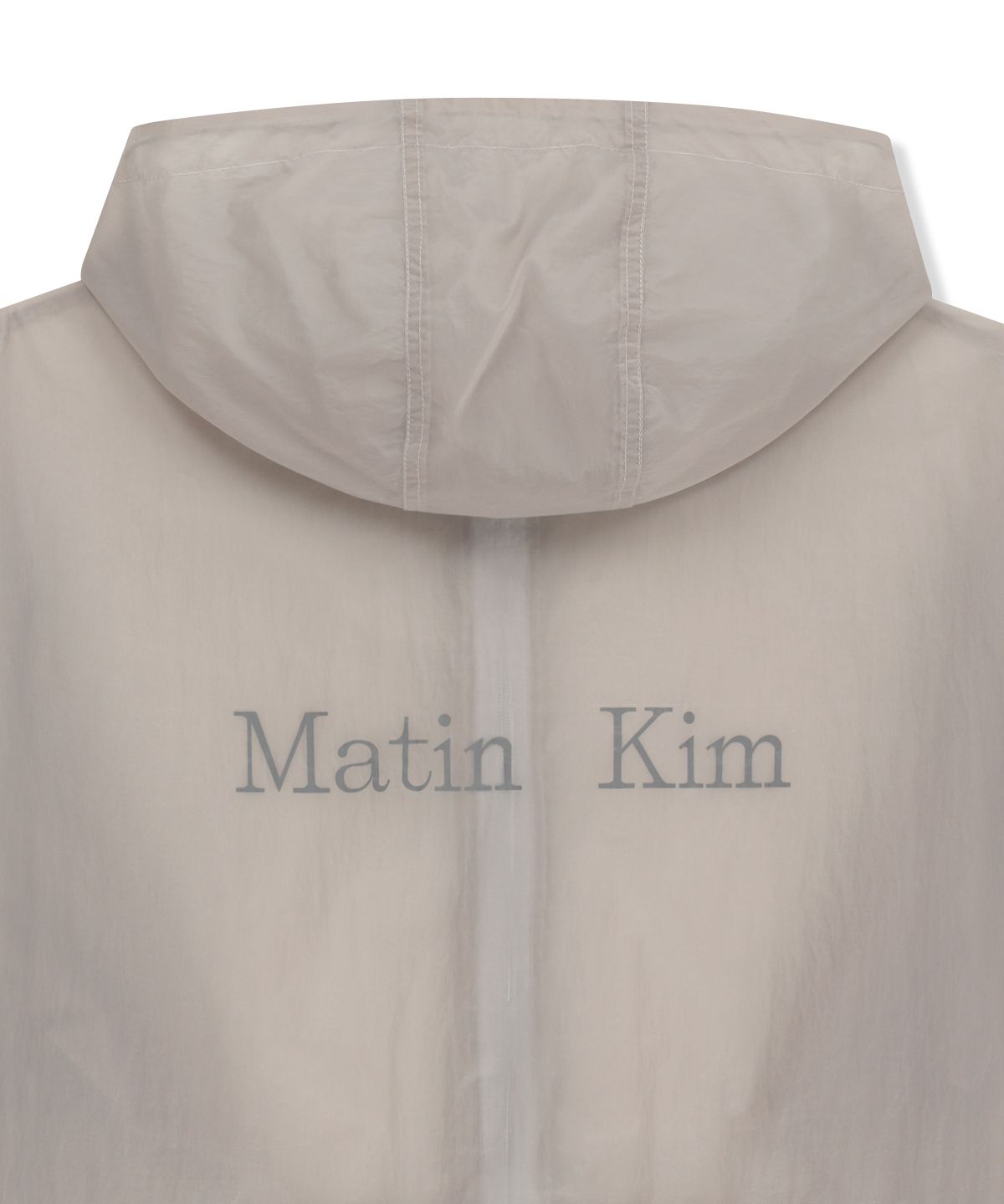 마뗑킴(MATIN KIM) BACK LOGO HOODY WINDBREAKER FOR MEN IN LIGHT GREY