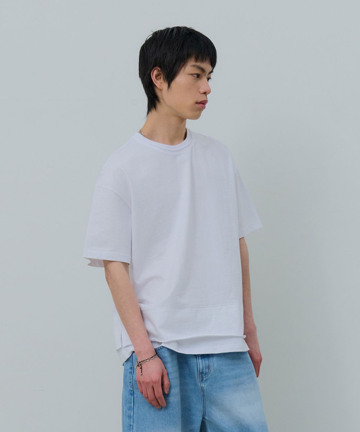 데시레드(DESIRED) 레이어드 반팔 티셔츠-FBSK5804D01