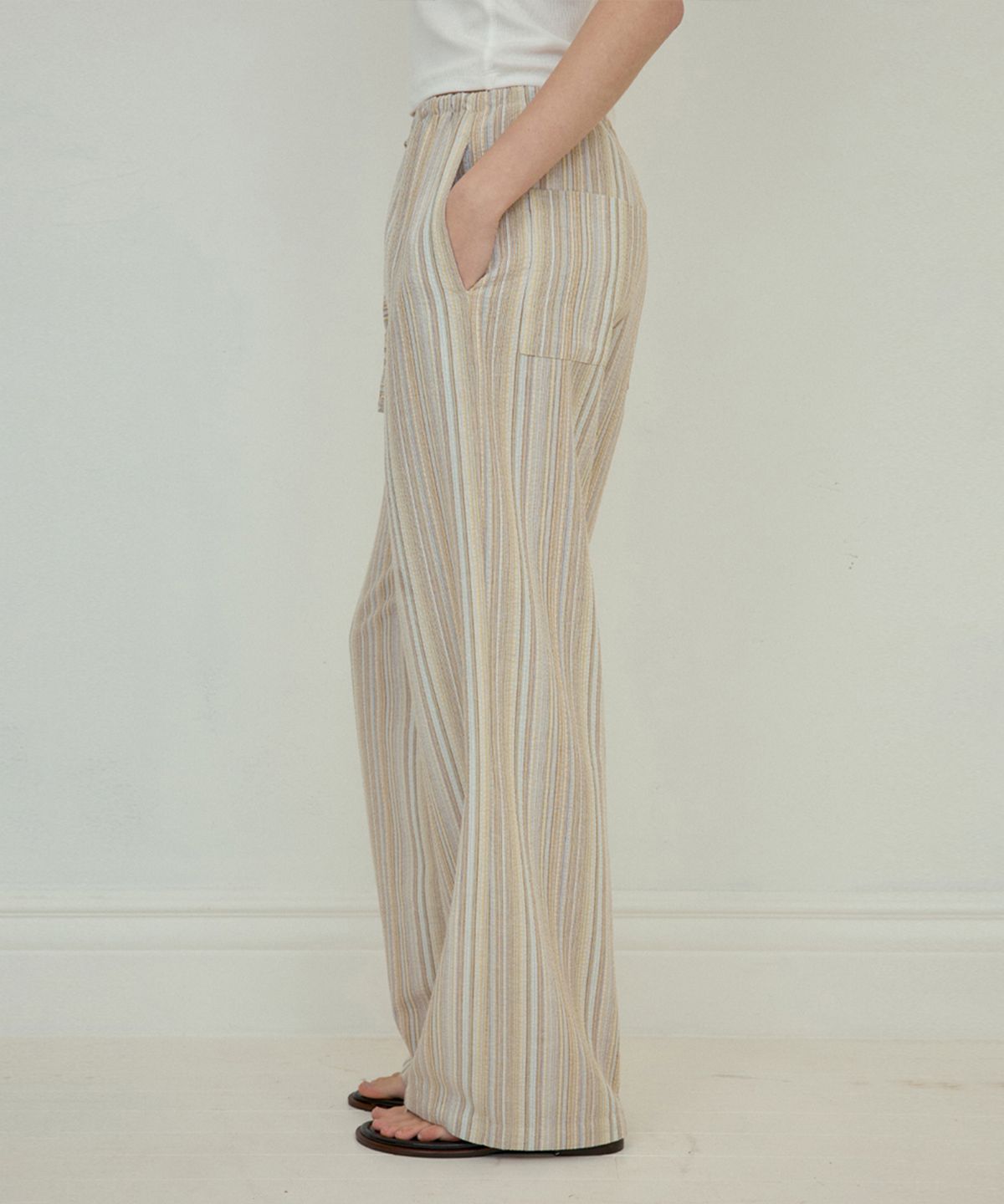 아우어노스텔지아(OURNOSTALGIA) Bohemian stripe pants_Mix ivory(O25-PT08)