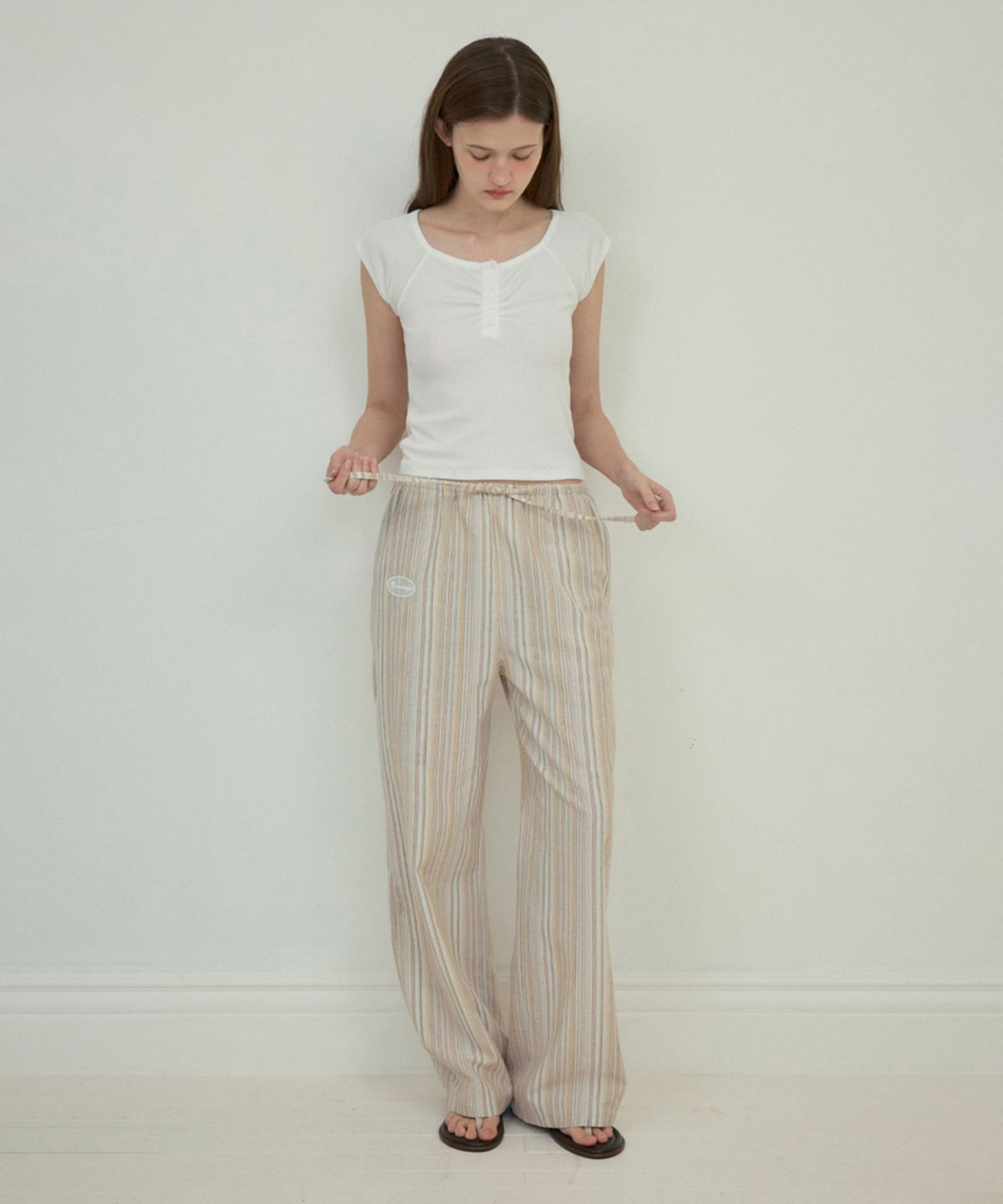 아우어노스텔지아(OURNOSTALGIA) Bohemian stripe pants_Mix ivory(O25-PT08)