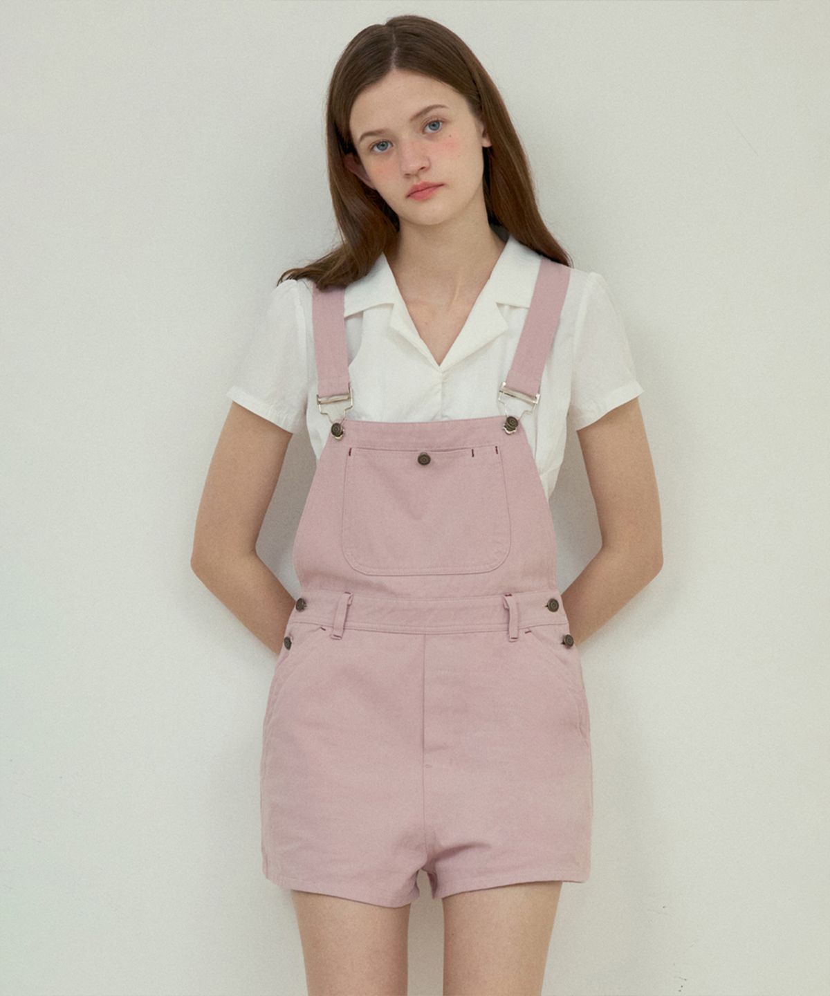 아우어노스텔지아(OURNOSTALGIA) Stitch overall pants_Vintage pink(OC25-JS01)