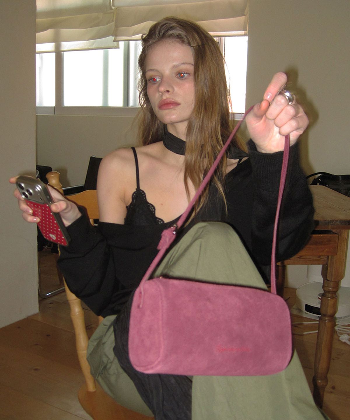 어패럴아카이브(APPAREL ARCHIVE) Kelly suede bag - Burgundy