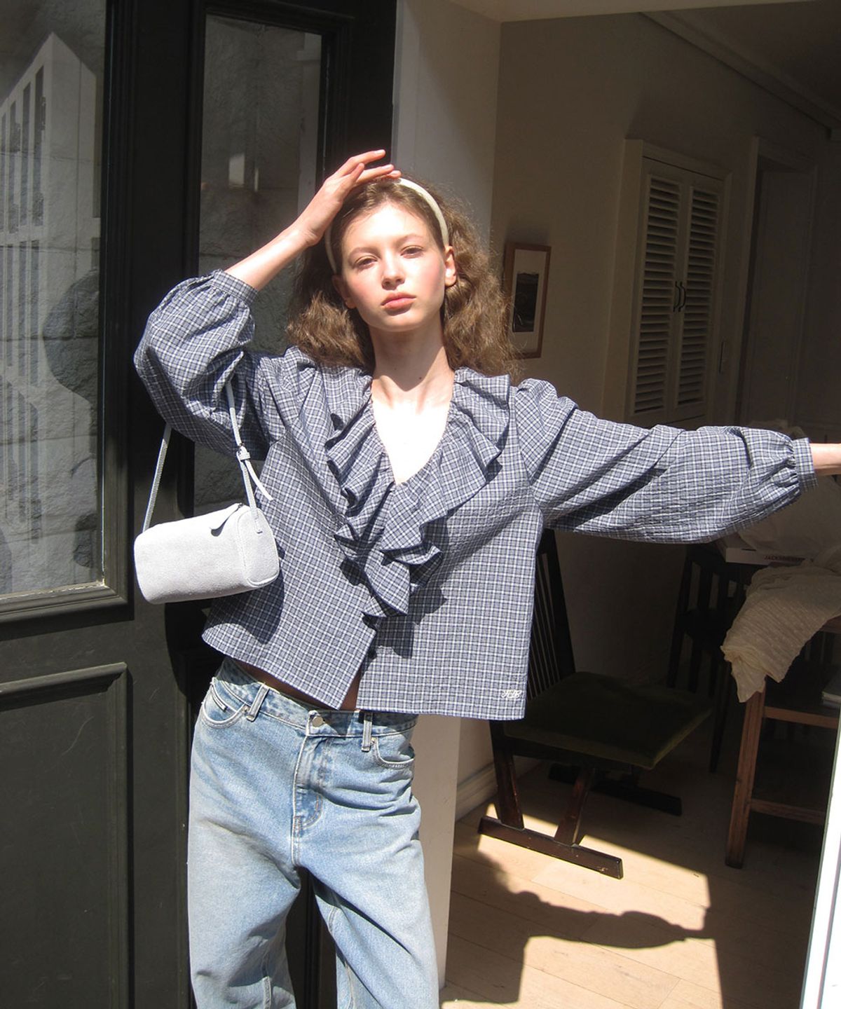 어패럴아카이브(APPAREL ARCHIVE) Kelly suede bag - Skyblue