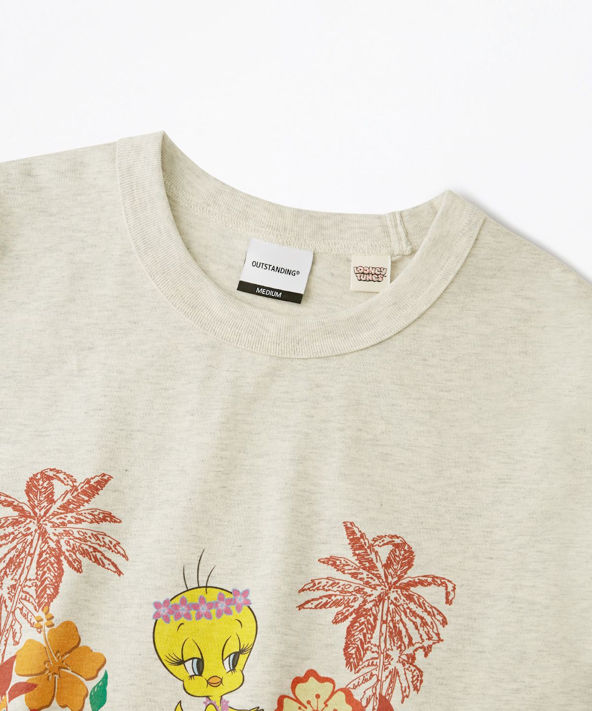 아웃스탠딩(OUTSTANDING) [LOONEY TUNES] HALF SLEEVE TEE(ALOHA TWEETY BIRD)_1%OATMEAL