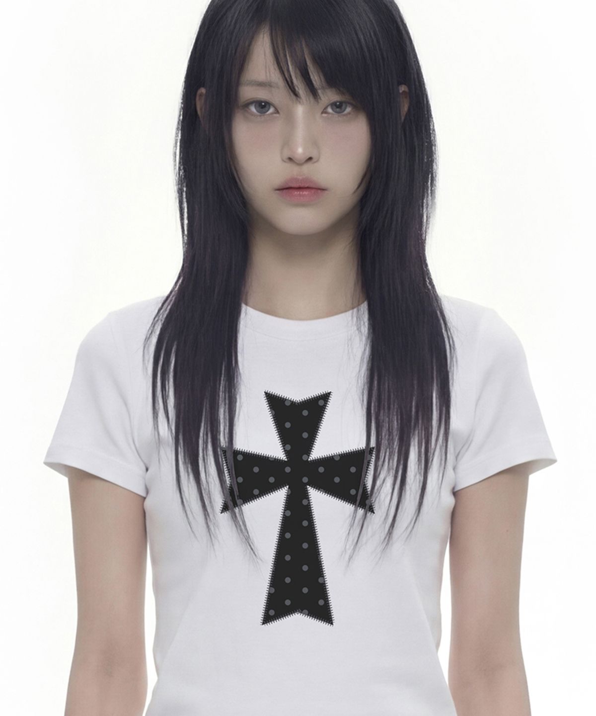 그레이버(GRAVER) [UNISEX]DOT CROSS 반팔티_WHITE/BLACK LOGO
