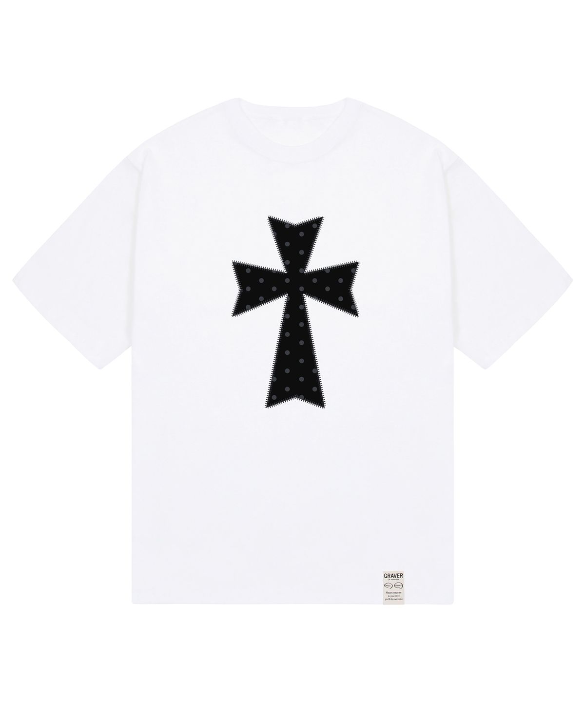 그레이버(GRAVER) [UNISEX]DOT CROSS 반팔티_WHITE/BLACK LOGO