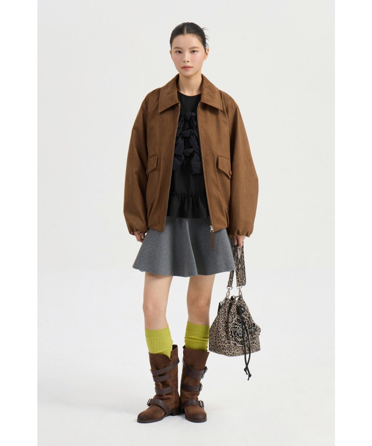 럭키슈에뜨(LUCKY CHOUETTE) Fake Suede Collar Jumper (camel) LFUAW25200CMX