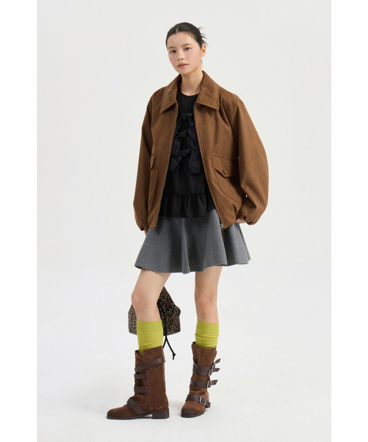 럭키슈에뜨(LUCKY CHOUETTE) Fake Suede Collar Jumper (camel) LFUAW25200CMX