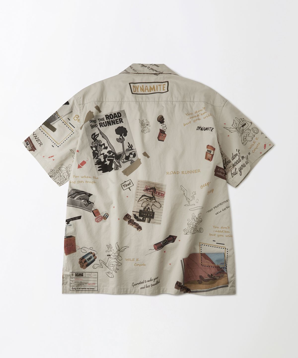 아웃스탠딩(OUTSTANDING) [LOONEY TUNES] GRAPHIC OPEN COLLAR HALF SHIRT_GRAY