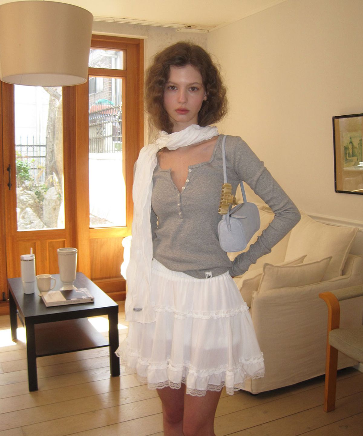 어패럴아카이브(APPAREL ARCHIVE) Luna pleated scarf - Ivory
