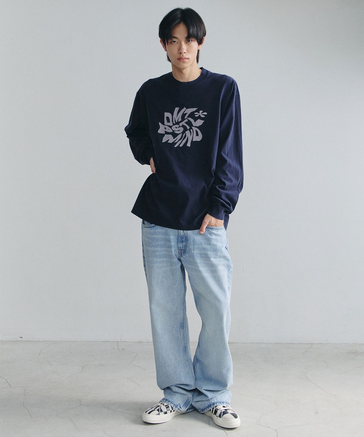 디미토(DIMITO) DMT SPIRAL LSV GD 6.5OZ TEE NAVY
