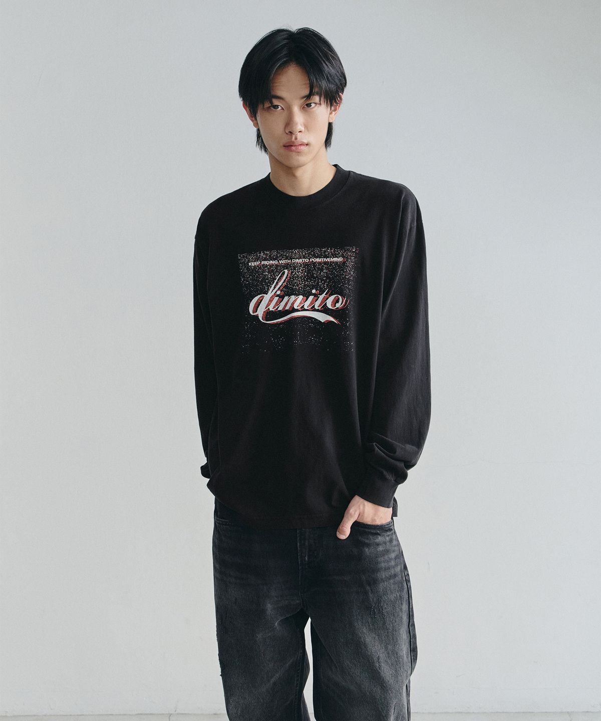 디미토(DIMITO) DMT VINTAGE SCRIPT LSV GD 6.5OZ TEE BLACK