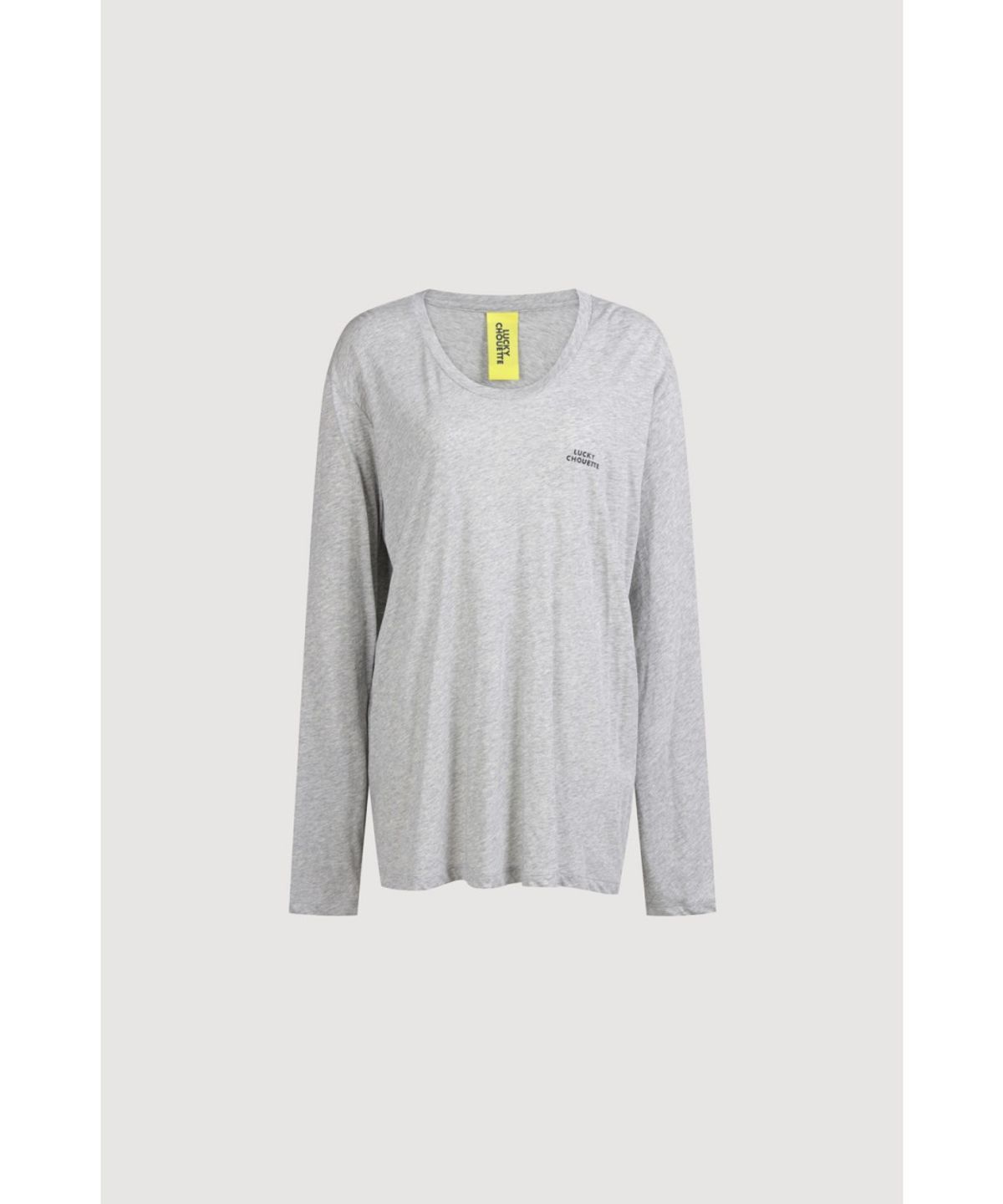 럭키슈에뜨(LUCKY CHOUETTE) U Neck Loose Fit Long Sleeve T-shirt (melange grey) LFTAX25465GYM