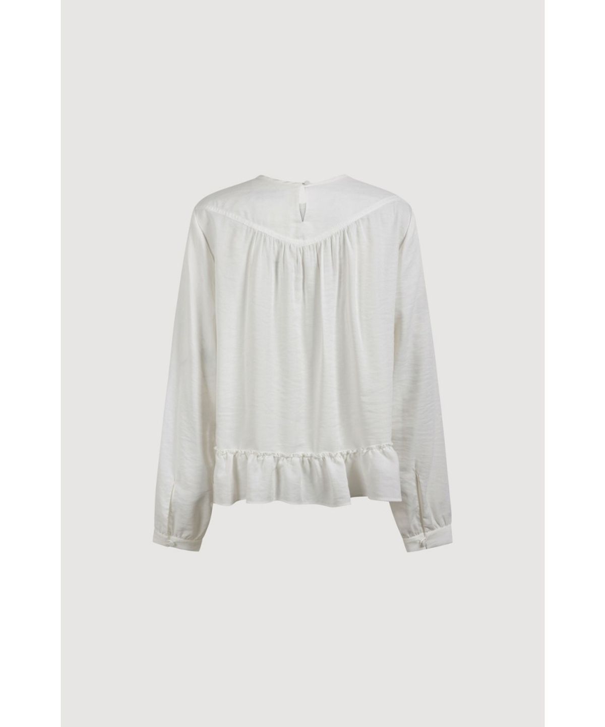 럭키슈에뜨(LUCKY CHOUETTE) Ribbon Point Collarless Blouse (ivory) LFSAW25250IVX