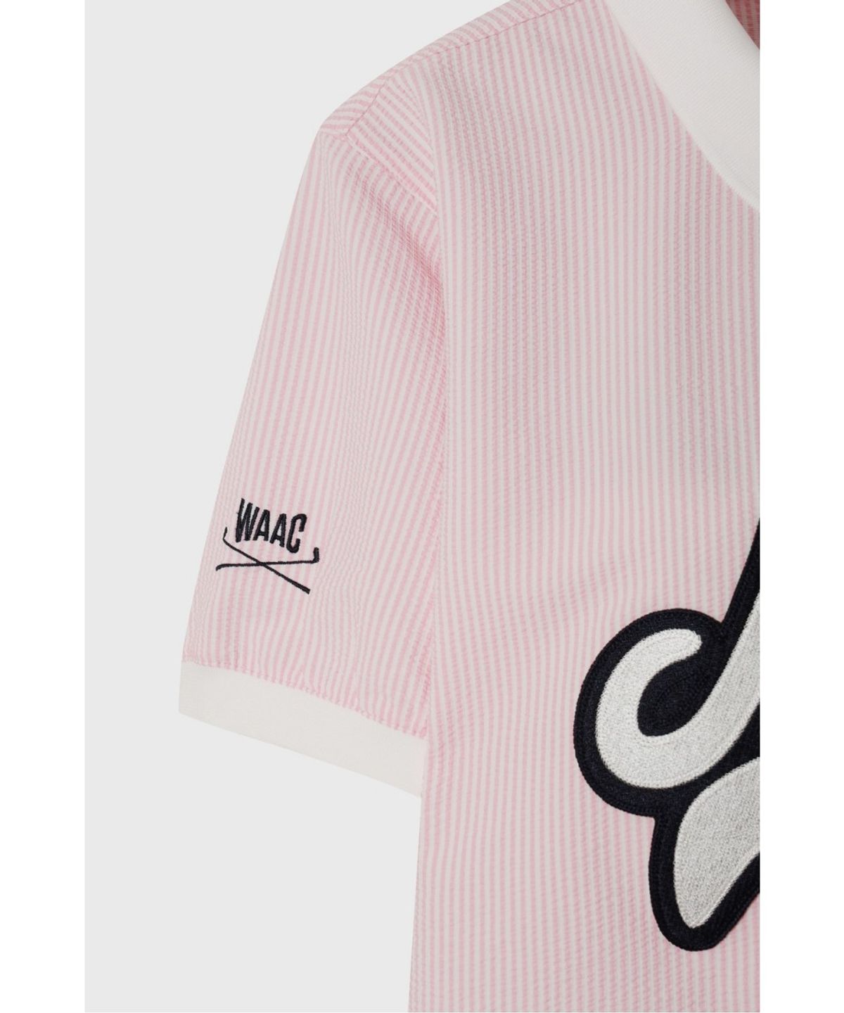 왁(WAAC) [WAAC X JONES] Women’s Curved Logo Seersucker Pullover WWTCM26470PIL