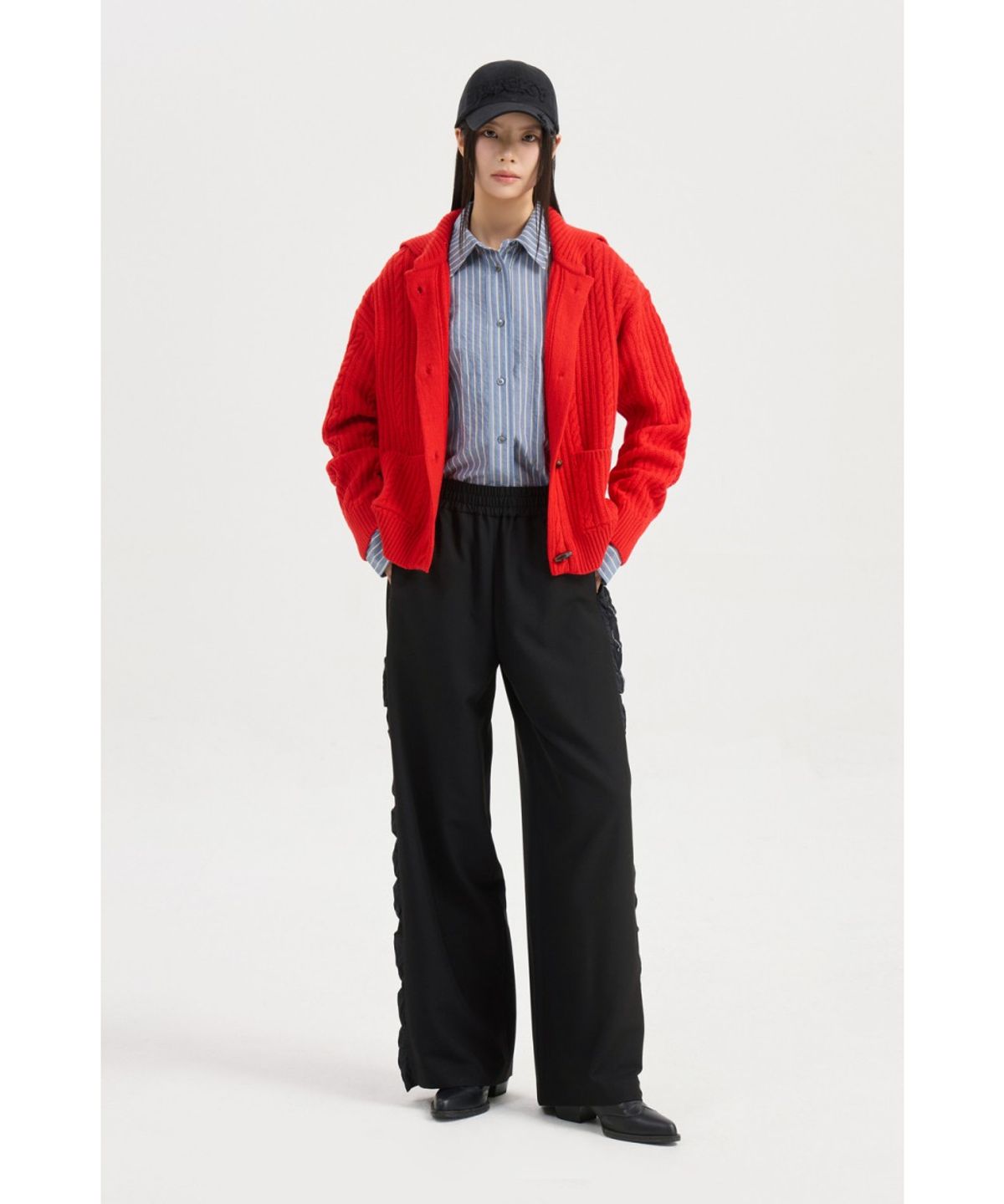럭키슈에뜨(LUCKY CHOUETTE) Entry Cable Knit Cardigan (red) LFWCW25200REX