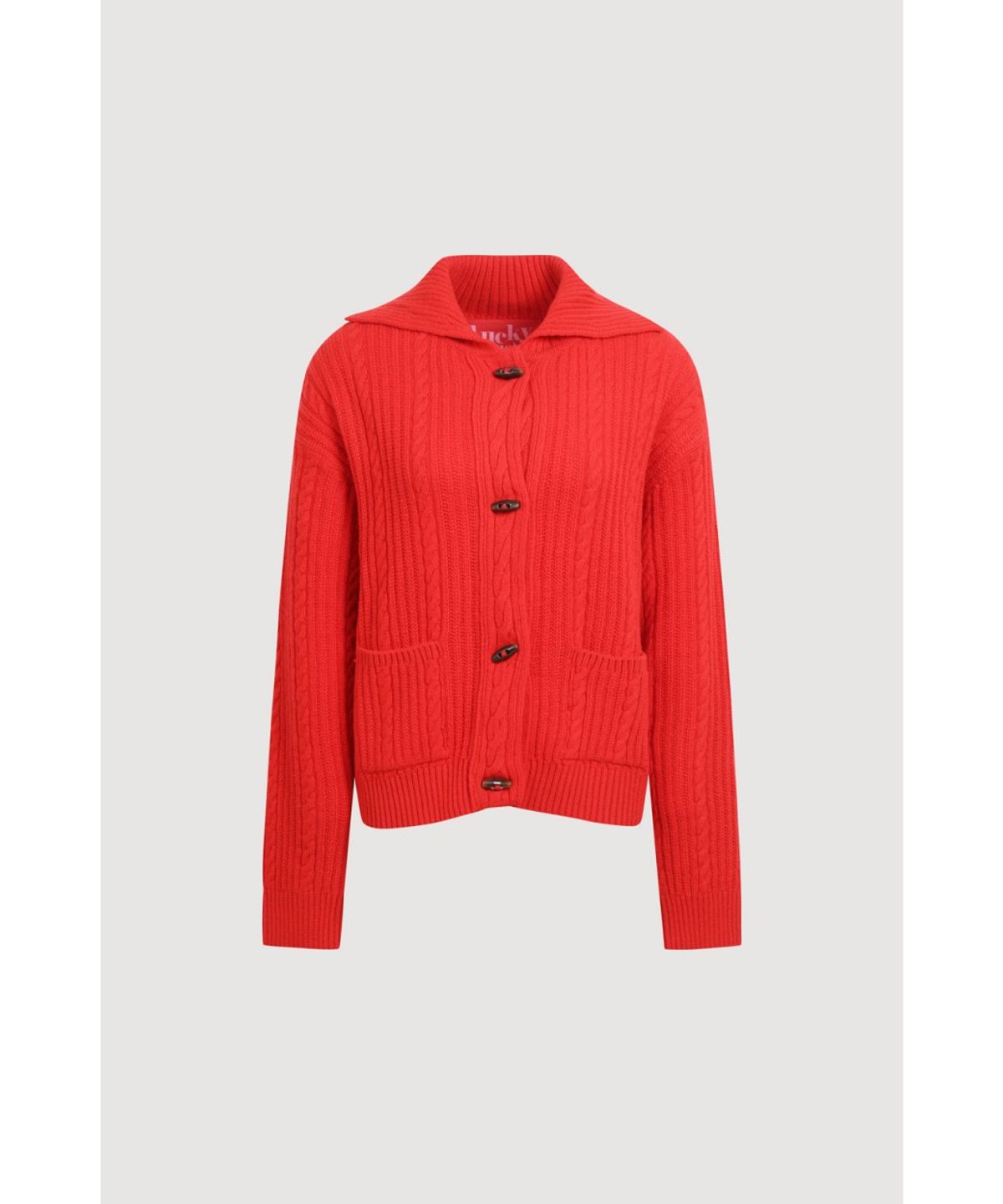 럭키슈에뜨(LUCKY CHOUETTE) Entry Cable Knit Cardigan (red) LFWCW25200REX