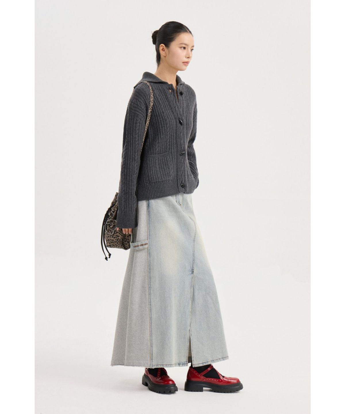 럭키슈에뜨(LUCKY CHOUETTE) Entry Cable Knit Cardigan (melange grey) LFWCW25200GYM