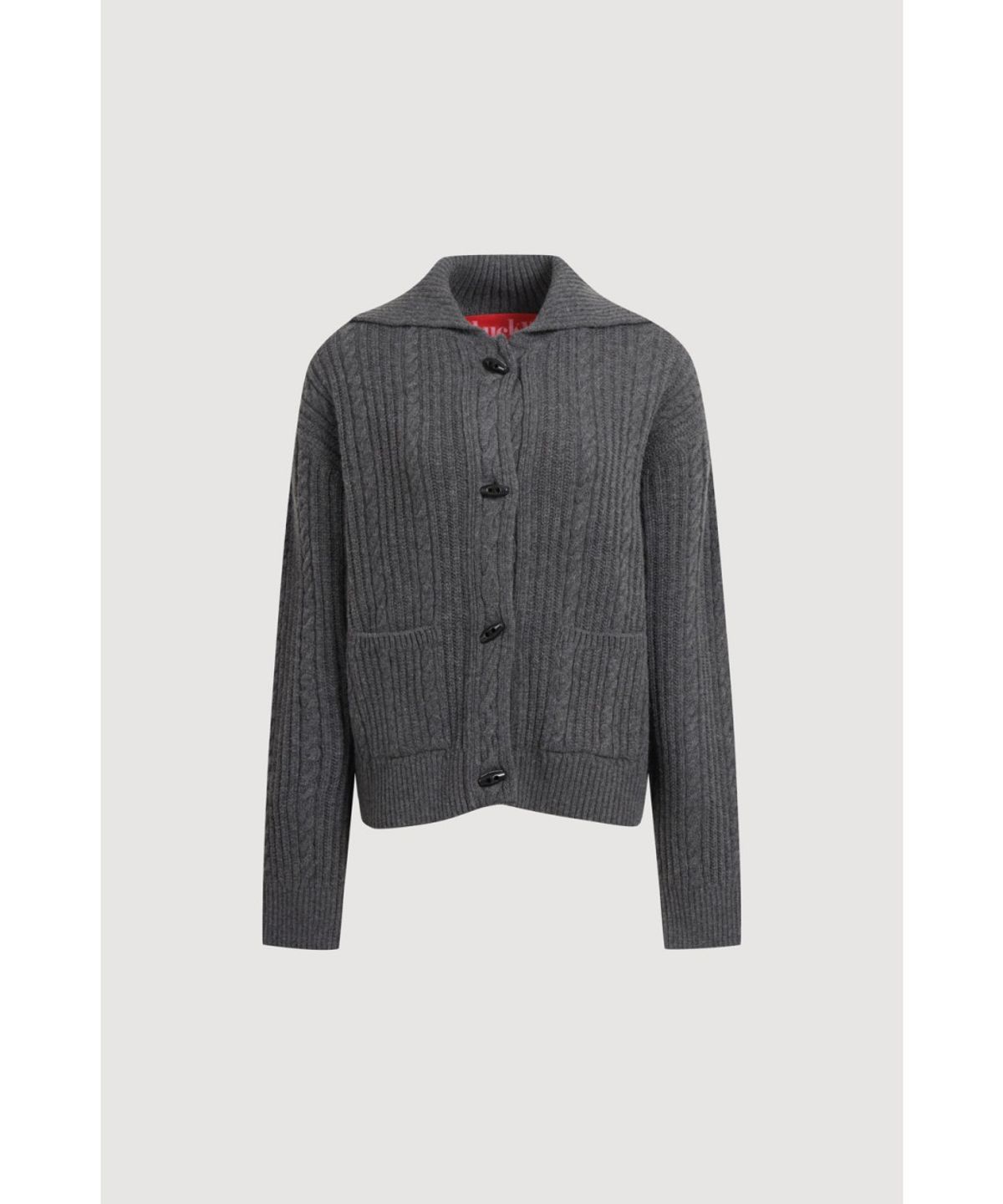 럭키슈에뜨(LUCKY CHOUETTE) Entry Cable Knit Cardigan (melange grey) LFWCW25200GYM