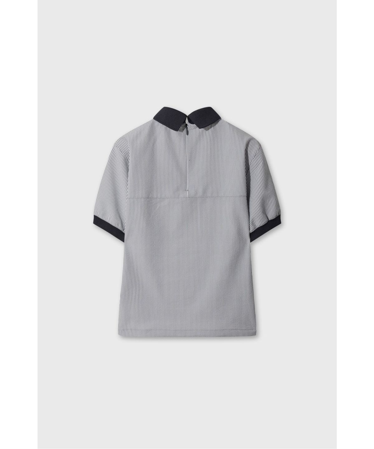왁(WAAC) [WAAC X JONES] Women’s Curved Logo Seersucker Pullover WWTCM26470NYX