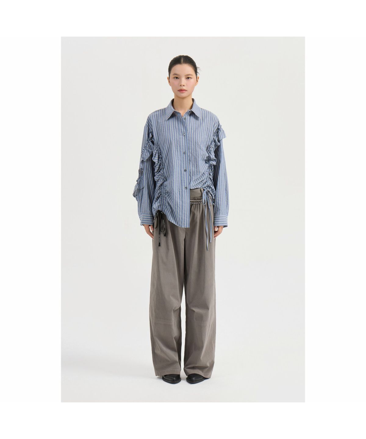 럭키슈에뜨(LUCKY CHOUETTE) Shirring Point Back Banding Cotton Pants (khaki) LFPNW25215KHX