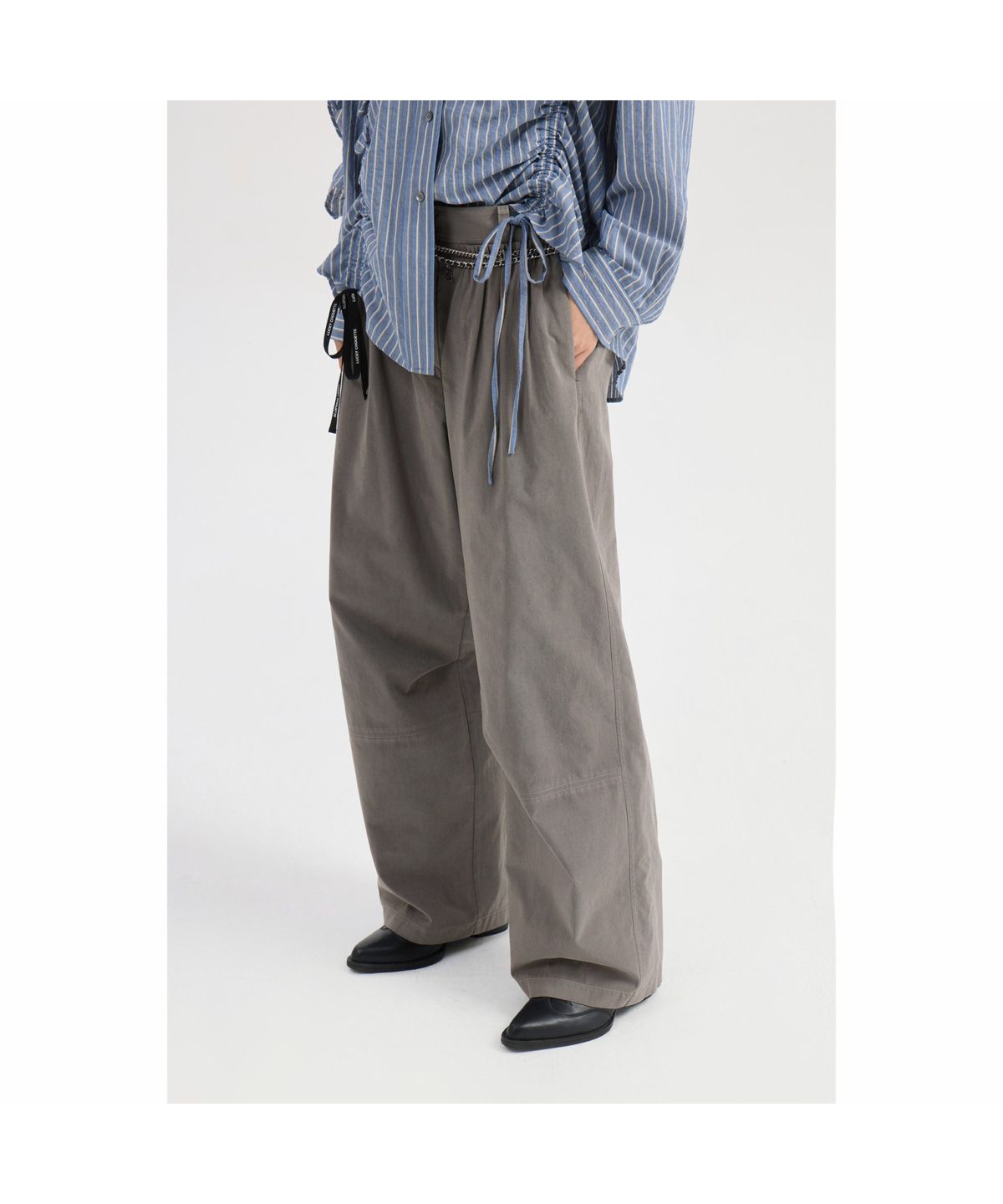 럭키슈에뜨(LUCKY CHOUETTE) Shirring Point Back Banding Cotton Pants (khaki) LFPNW25215KHX