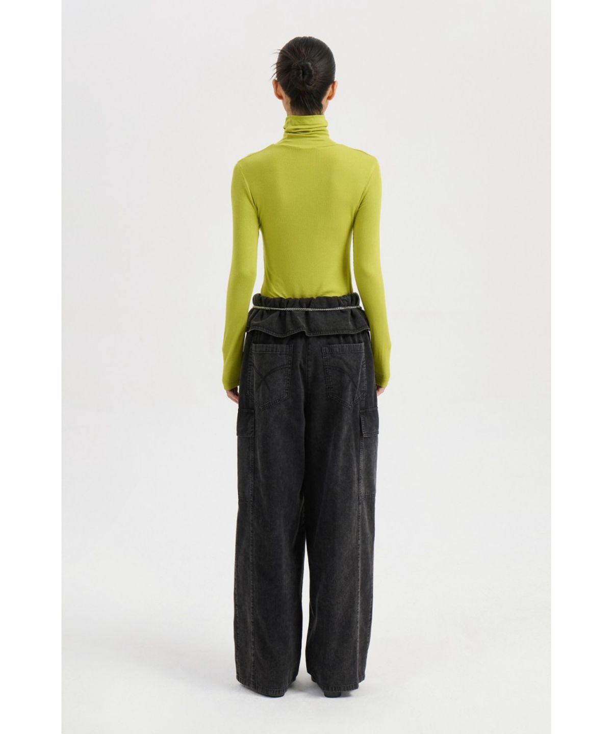 럭키슈에뜨(LUCKY CHOUETTE) Orby Point Back Banding Denim Pants (black) LFPDW25295BKX
