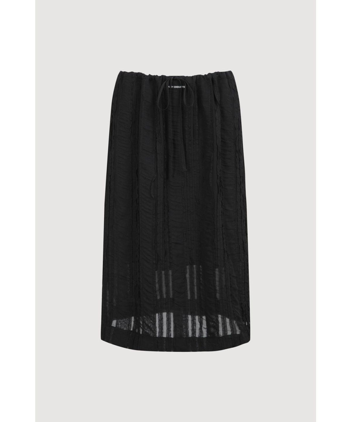 럭키슈에뜨(LUCKY CHOUETTE) Lace Banding Midi Skirt (black) LFKAX25540BKX
