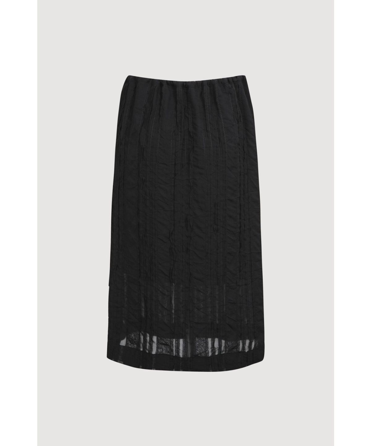 럭키슈에뜨(LUCKY CHOUETTE) Lace Banding Midi Skirt (black) LFKAX25540BKX