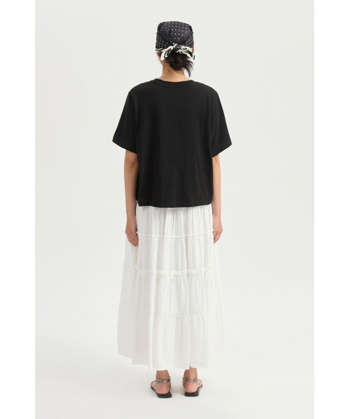 럭키슈에뜨(LUCKY CHOUETTE) [Re-Order] Shirring Back Banding Long Skirt (dark ivory) LFKAX25560IVD