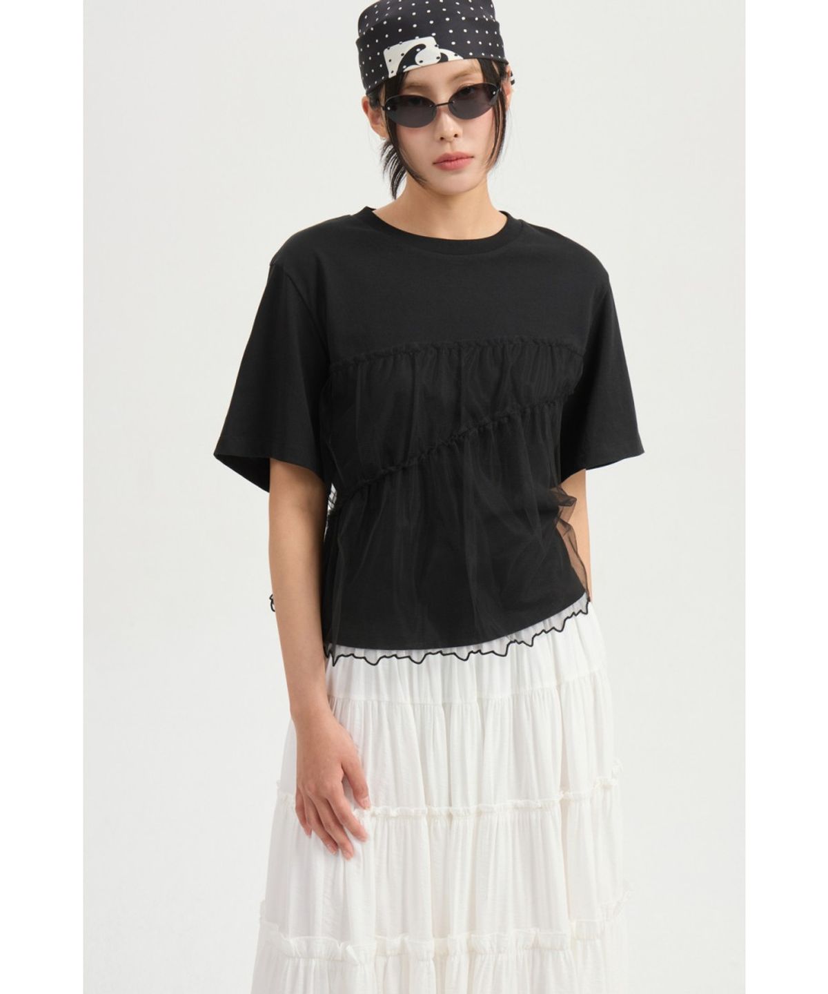 럭키슈에뜨(LUCKY CHOUETTE) [Re-Order] Shirring Back Banding Long Skirt (dark ivory) LFKAX25560IVD