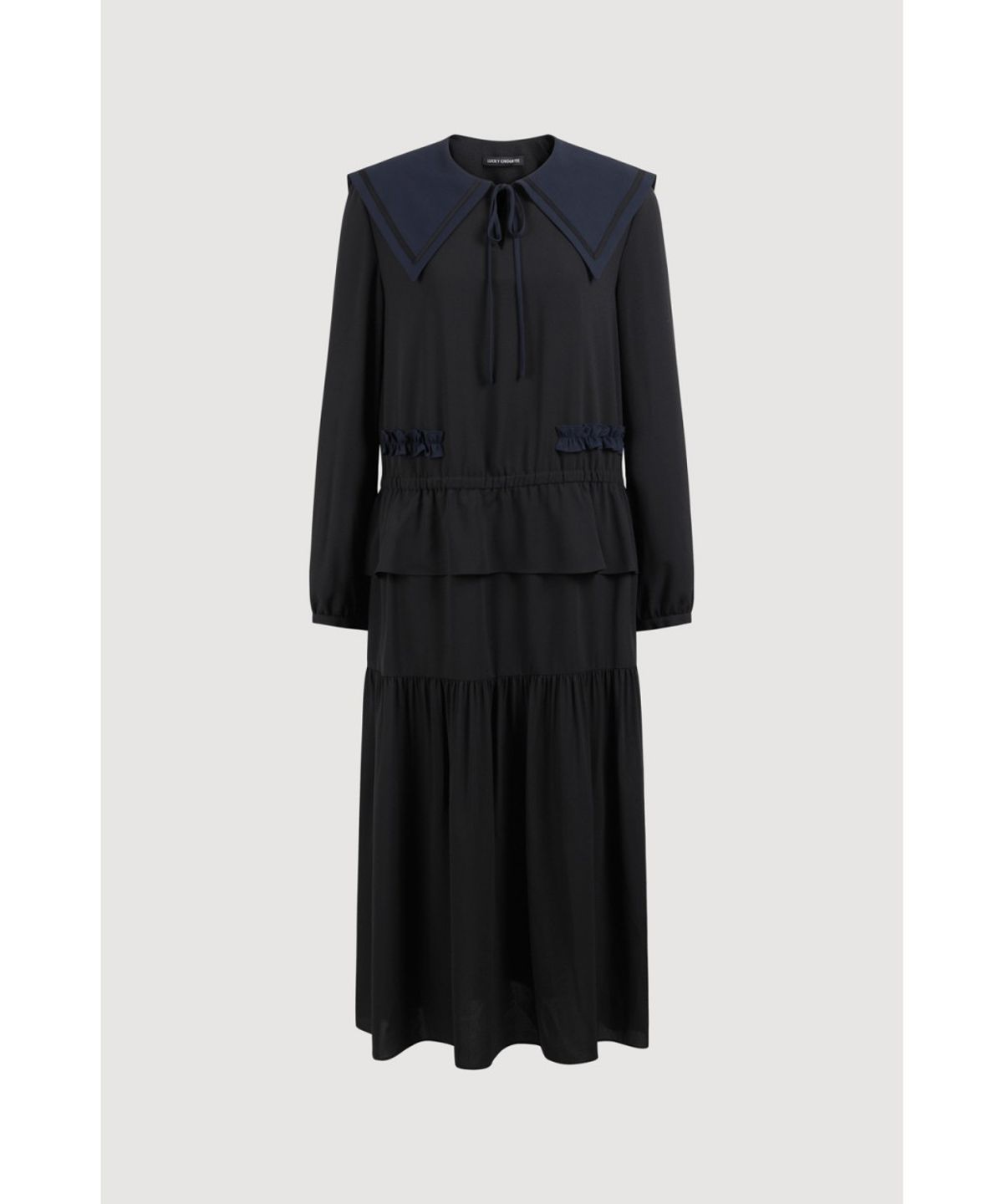 럭키슈에뜨(LUCKY CHOUETTE) Sailor Collar Long Dress (black) LFDAW25270BKX
