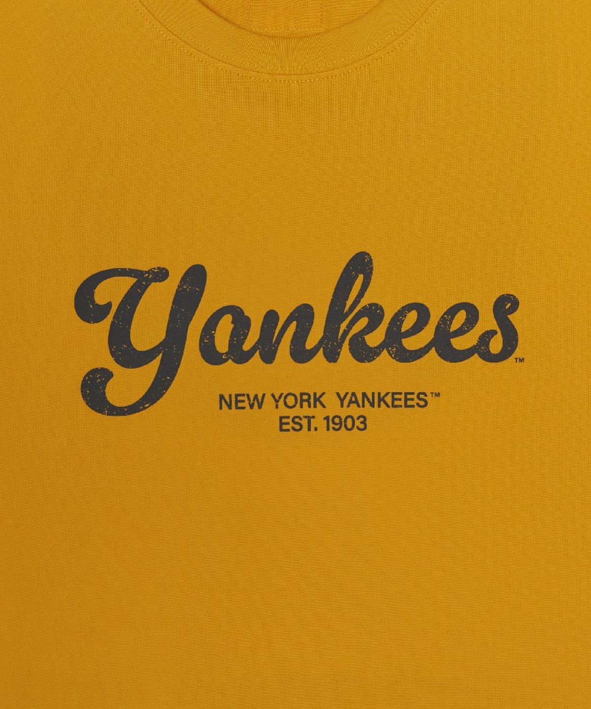 엠엘비(MLB) 빈티지 스포티브 컬시브 레터 반팔 티셔츠 NY (D.Yellow)