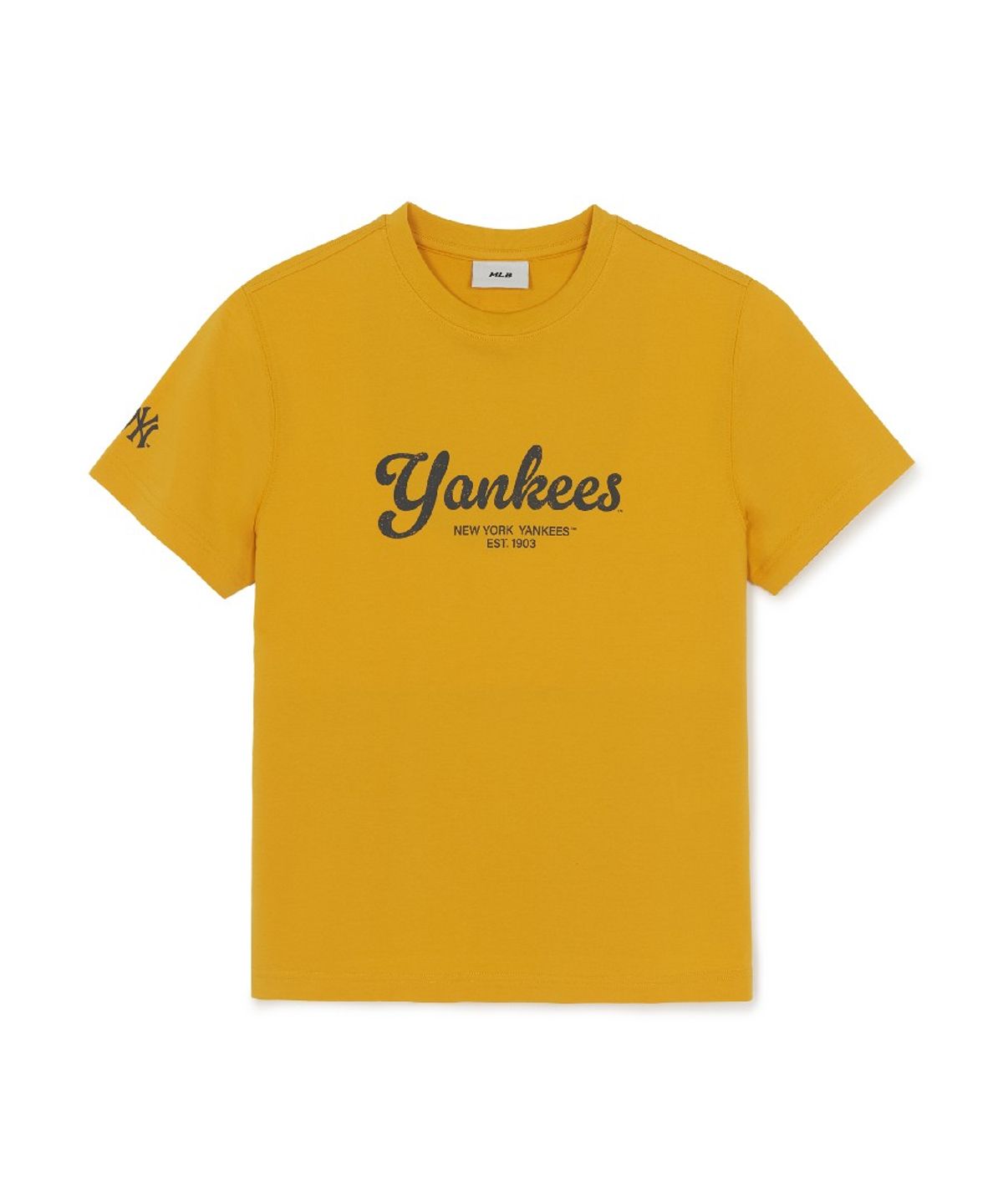 엠엘비(MLB) 빈티지 스포티브 컬시브 레터 반팔 티셔츠 NY (D.Yellow)