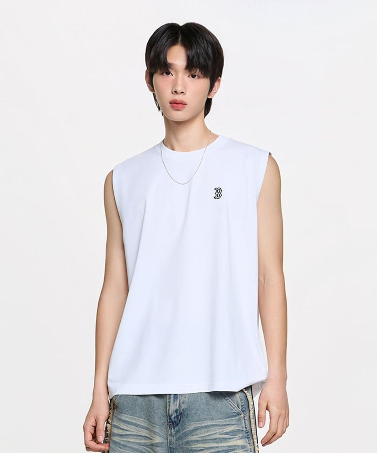 엠엘비(MLB) 베이직 스몰로고 나시 티셔츠 BOS (White)