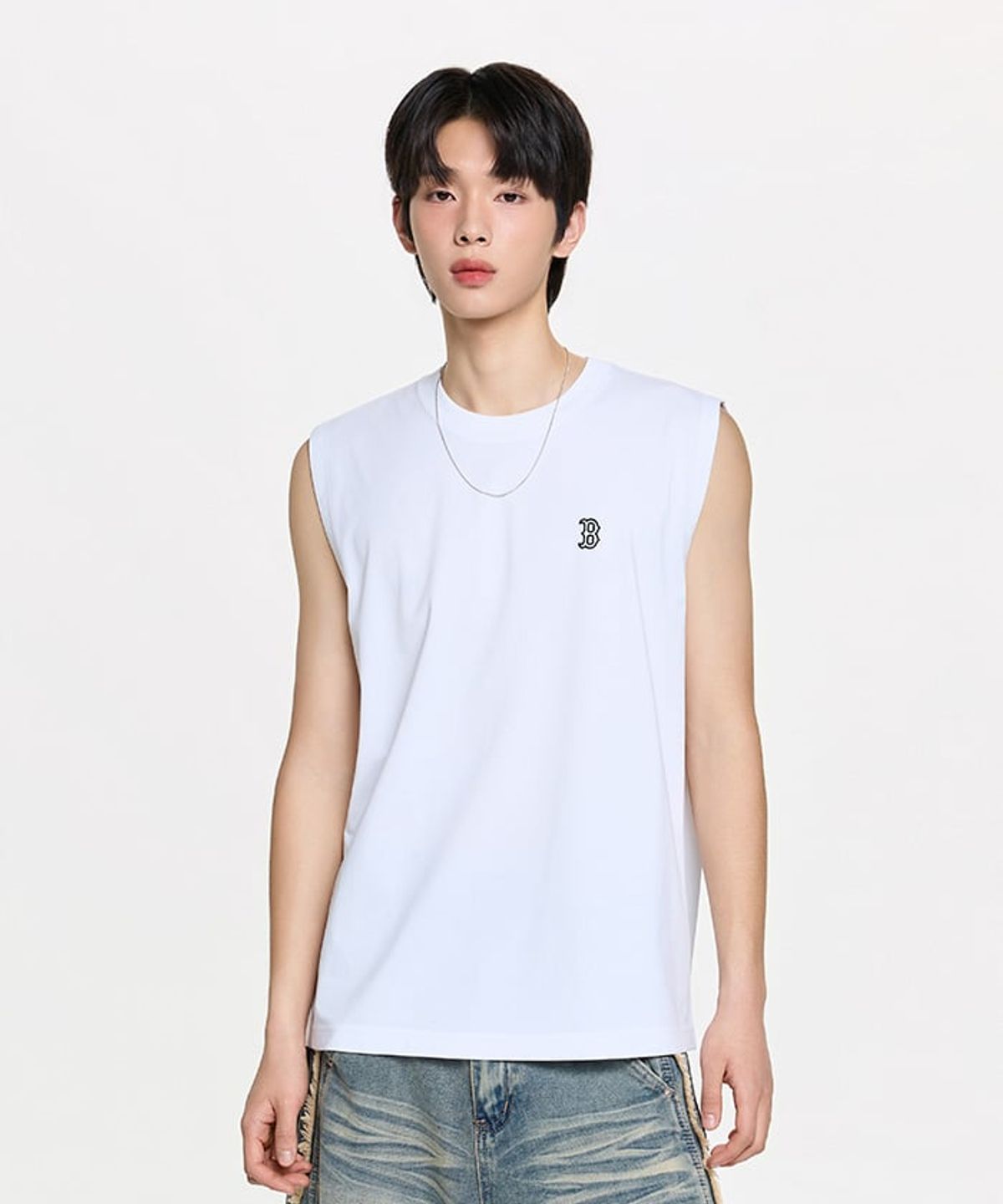 엠엘비(MLB) 베이직 스몰로고 나시 티셔츠 BOS (White)