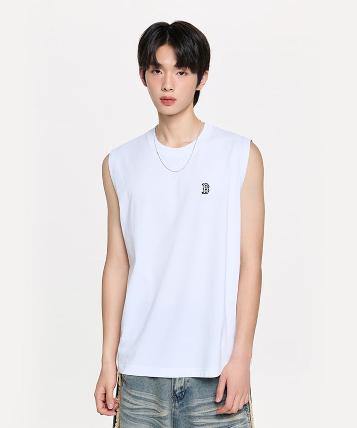 엠엘비(MLB) 베이직 스몰로고 나시 티셔츠 BOS (White)