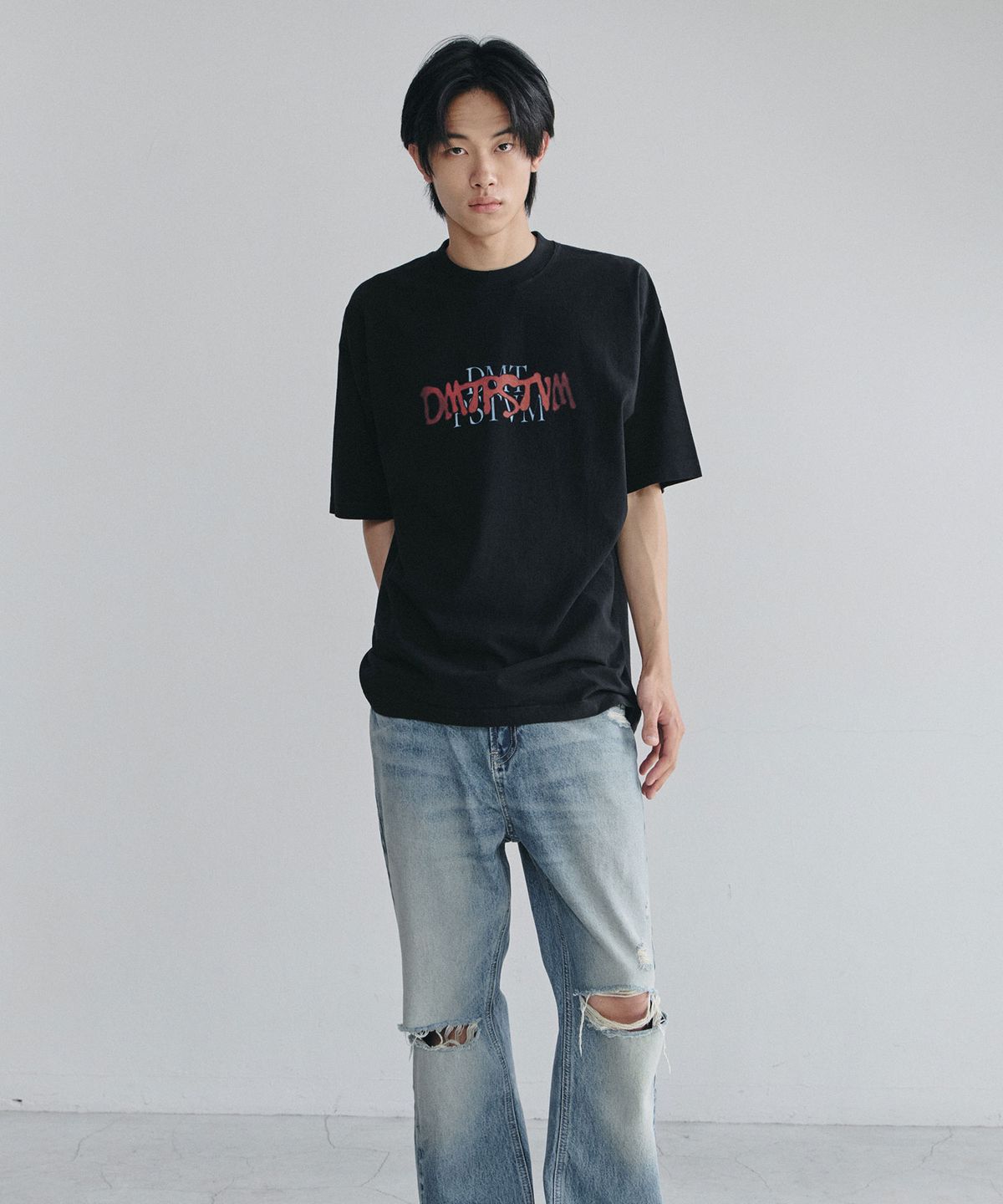디미토(DIMITO) CRT TYPE DMT SSV GD 6.5OZ TEE BLACK